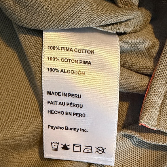 Psycho Bunny Khaki Polo with Navy Collar and Orange Trim - Picture 6 of 8